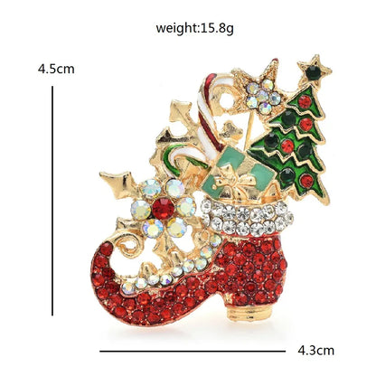 Wuli&baby Taking Gifts Boots Brooches for Women Unisex Rhinestone Enamel Tree