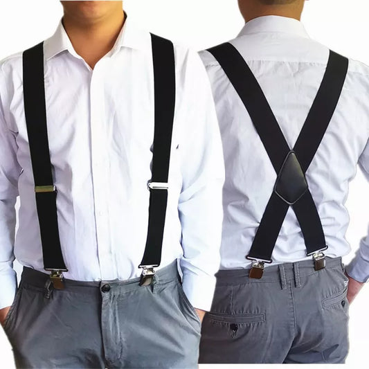 Plus Size 50mm Wide Men Suspenders High Elastic Adjustable Clips Suspender