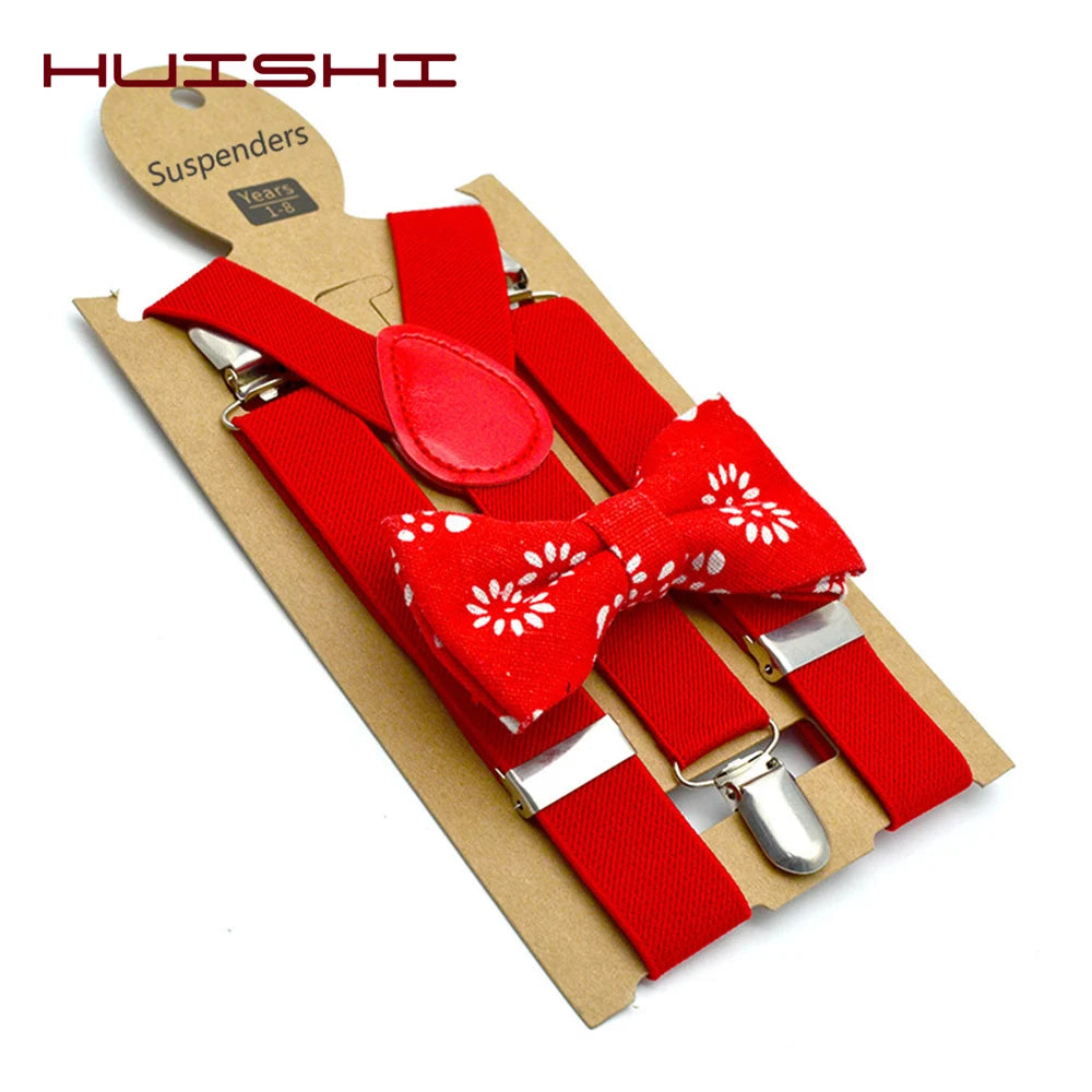 HUISHI Black Suspenders for Kids Christmas Wedding Accessories High Elastic