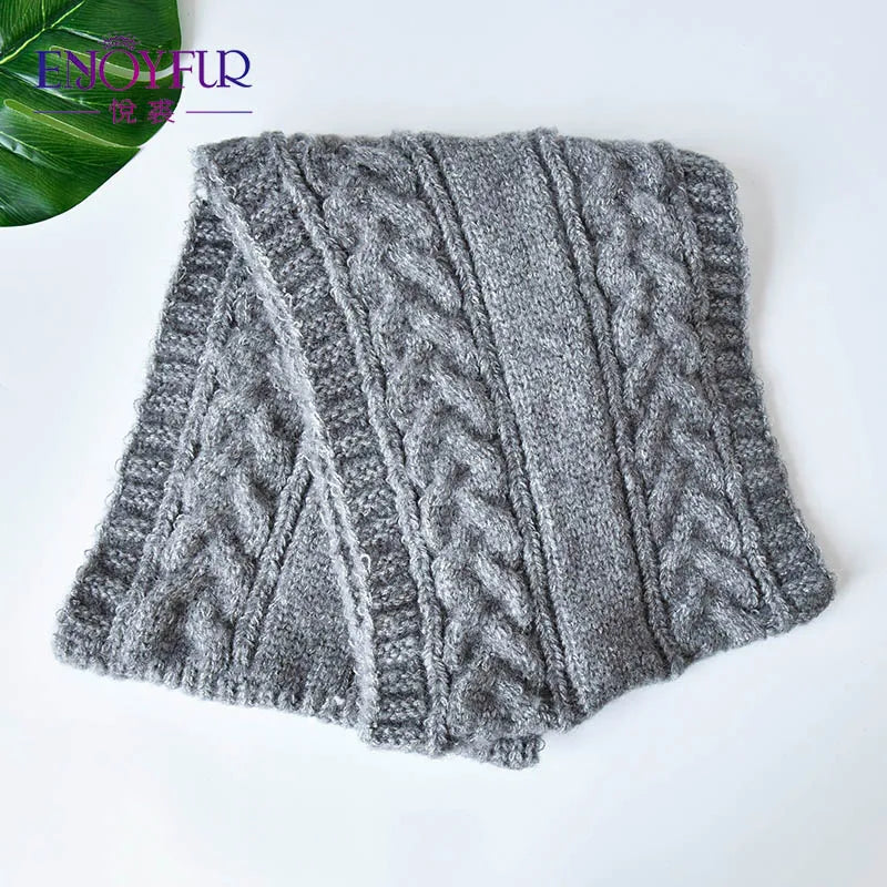 ENJOYFUR Women Winter Scarf Warm Cashmere Knitted Scarf for Girls