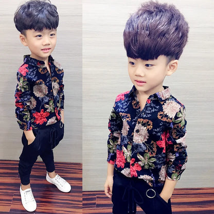 Boys Children's Shirt 2019 Spring and Autumn Big Boys Long Sleeve Shirt Kids