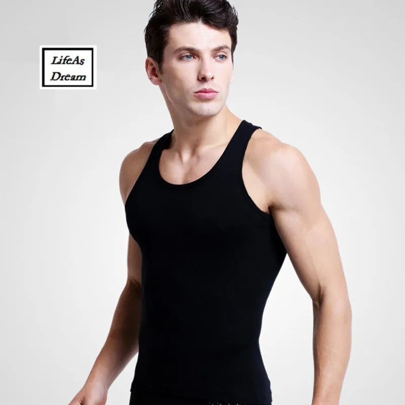 3pcs/Lot Cotton Mens  Underwear Sleeveless Tank Top Solid Muscle Vest