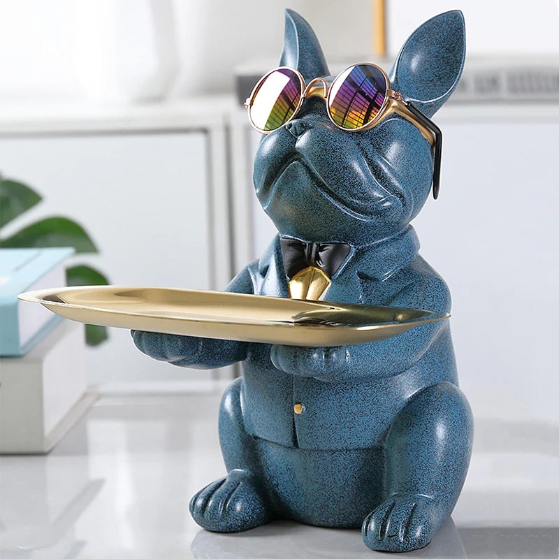 French Bulldog Sculpture Dog Statue Jewelry Storage Table Decoration Home Decor