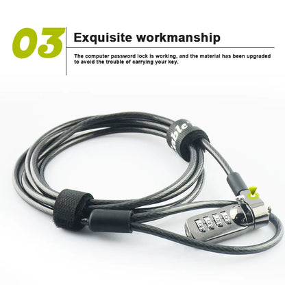 1M Laptop Combination Lock Security Cable 4 Digit Password Protections