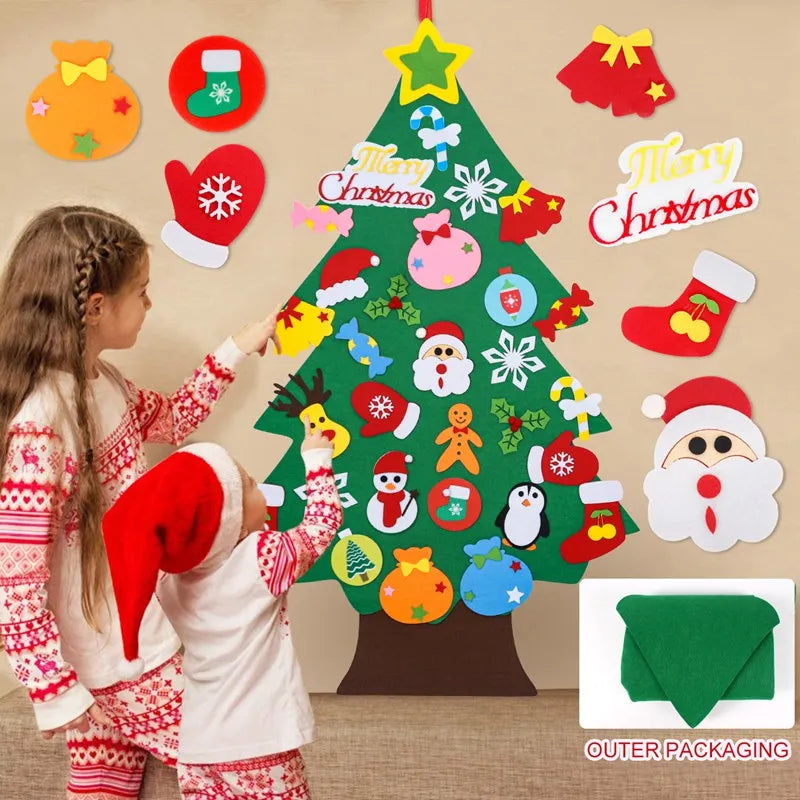 Kids DIY Felt Christmas Tree Merry Christmas Decorations for Home 2024