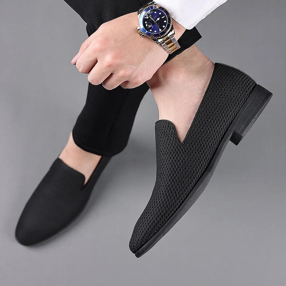 Fashion Mens Loafers Slip on Suede Genuine Leather Shoes