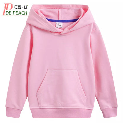 DE PEACH Autumn Winter Cotton Kids Girls Boys Hoodies Outerwear Teenager