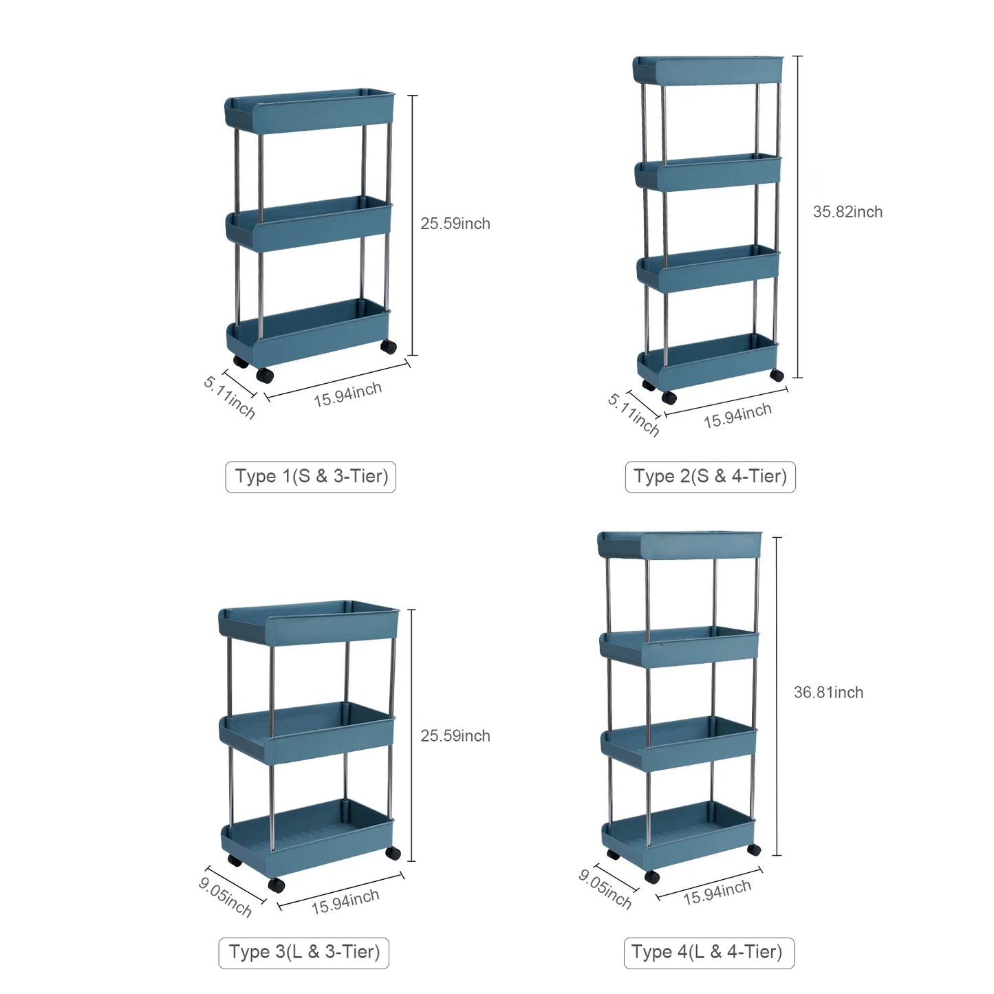 3/4 Layers Storage Rack Bathroom Storage Cart With Wheels Kitchen Storage