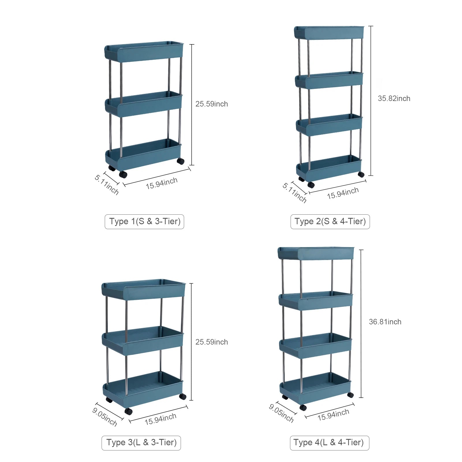 3/4 Layers Storage Rack Bathroom Storage Cart With Wheels Kitchen Storage