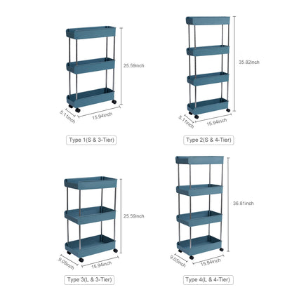 3/4 Layers Storage Rack Bathroom Storage Cart With Wheels Kitchen Storage