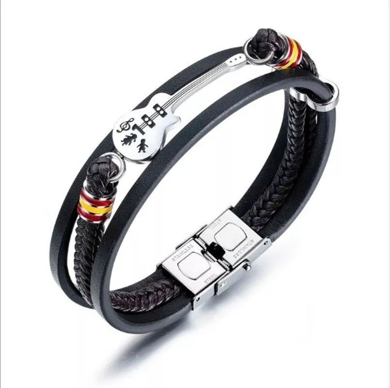 Men's Casual Bracelet Classic Accessories Multilayer Black Braided Bracelet