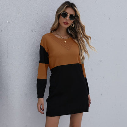 Knitted Luxury Women Sweater Dress Fall Long Sleeve Pullover