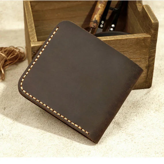 Top Genuine Leather Men's Wallet Retro Handmade Wallet for Men Real Leather