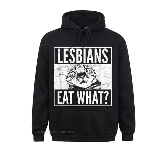 Wholesale Funny Lesbians Eat What Cat Kitten LGBT Humor Hoodie Sweatshirts