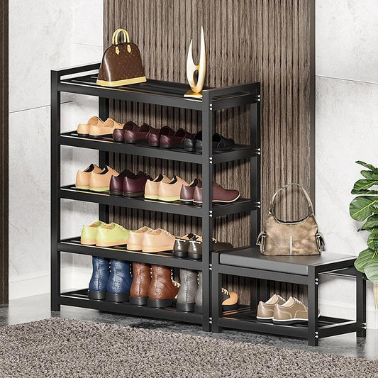 Light Luxury Multi-Layer Shoe Rack Livingroom Entry Hallway Seat Stool Storage