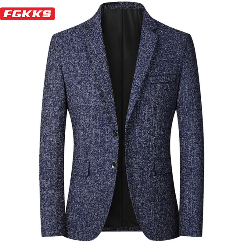 FGKKS 2023 Spring Autumn Blazers Men Fashion Slim Casual Business Handsome