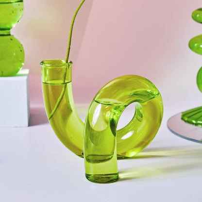 Lazzy House Candle Holders Decoration Wedding Nordic Green Glass Candlestick