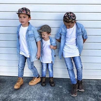 2020 Brand New Toddler Infant Child Kids Baby Boys Denim Shirt Long Sleeve