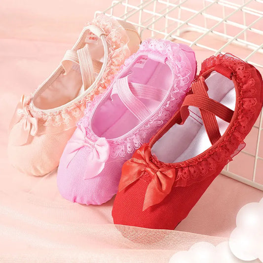 Sales Ballet Dance Shoes Girls Toddler Ballet Slippers Lace Canvas Slip