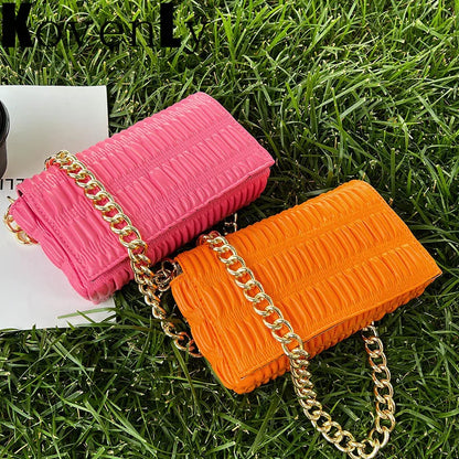 Branded Women's Thick Chain Quilted Shoulder Clutch Bags Ladies Hand Bag