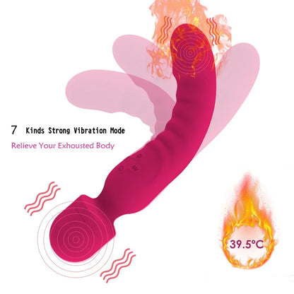 Heating AV Vibrator Magic Wand for Women Clitoris USB Rechargeable Massager