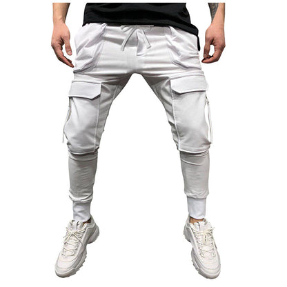 Wholesale Mens Cargo Pants Solid Mid-Waist Drawstring Sweatpants Men's Casual