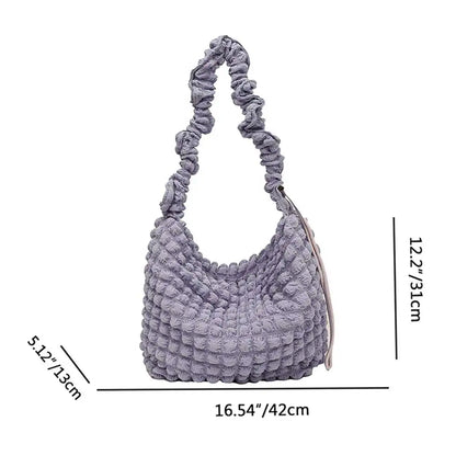 Women Shoulder Bags Cute Pleated Bubbles Handbags Large Capacity Female