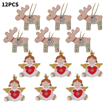 12PCS Christmas Fabric Doll Pendant DIY Xmas Gift Santa Deer Snowman Pendant