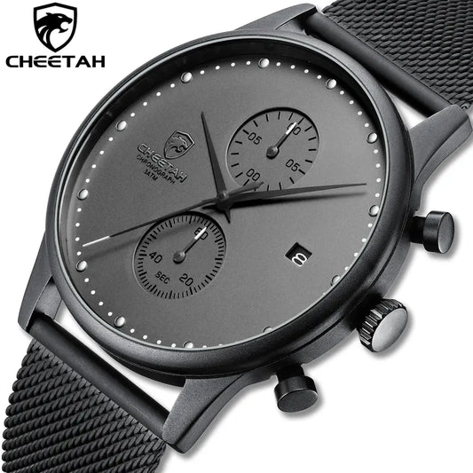 New CHEETAH Brand Men Watches Chronograph Quartz Watch Men Stainless Steel