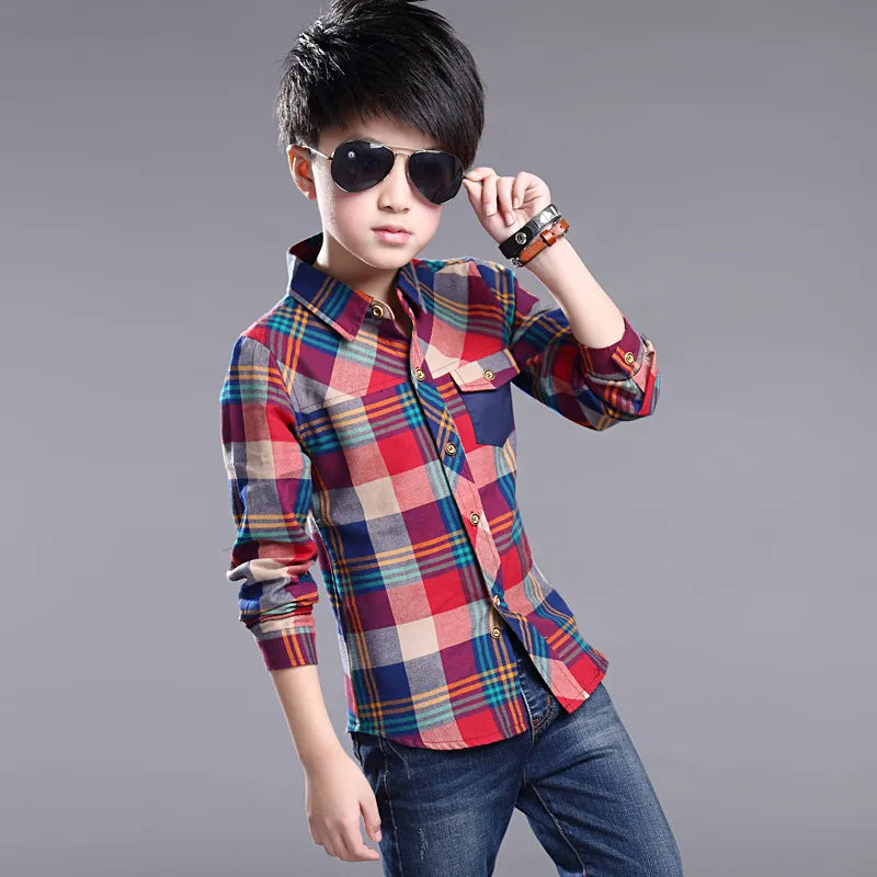 New 2024 Spring Cotton Kids Clothes Fashion Casual Handsome Shirt for Children