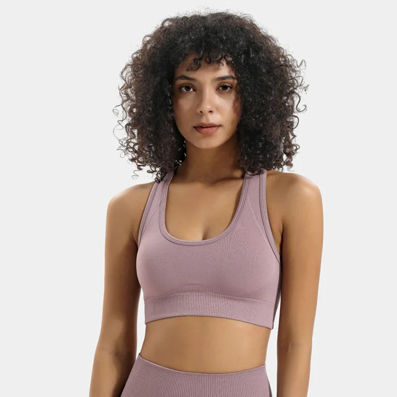 Women's Cropped Top Bra Nylon Sports Bra