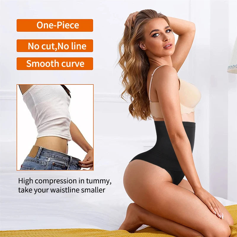 Women's High-Waist Seamless Body Shaper Briefs Waist Trainer Firm Control Tummy