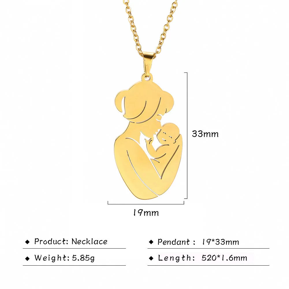 Fishhook Baby Mom Necklace for Women Men Dad Family Father Mother Day Child Kid