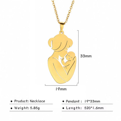 Fishhook Baby Mom Necklace for Women Men Dad Family Father Mother Day Child Kid