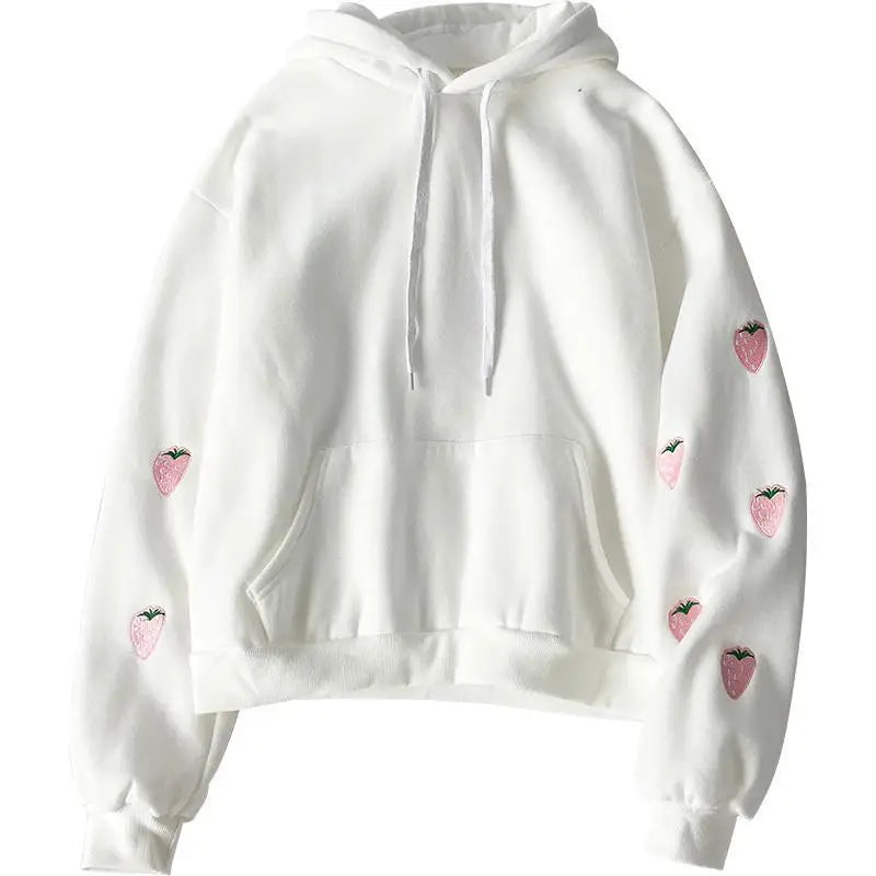 Harajuku Embroidery Lavender hooded Sweatshirt Women Kawaii Loose Long Sleeves