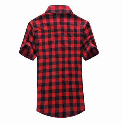 Red and Black Plaid Shirt Men Shirts 2024 New Summer Fashion Chemise Homme Mens