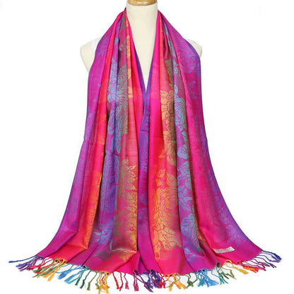 Fashion Jacquard Autumn and Winter Cotton Woman Scarf Pashmina Shawl Long