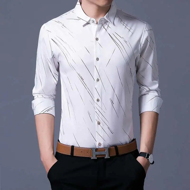 2022 Brand Fashions Casual Slim Fit Long Sleeve Men Shirt