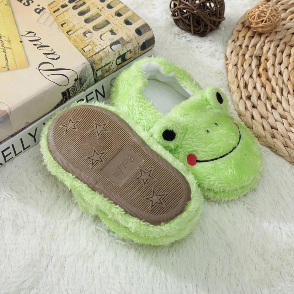 Toddler Infant Furry Slipper Kids Baby Warm Shoes Boys Girls Cartoon Soft-Soled