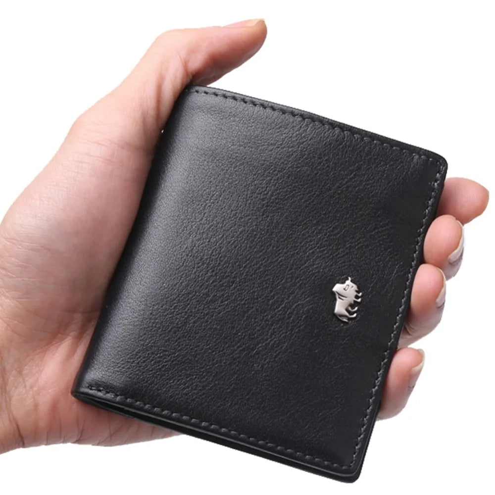 BISON DENIM Fashion Purse Men's Genuine Leather Wallet RFID Blocking Mini Wallet