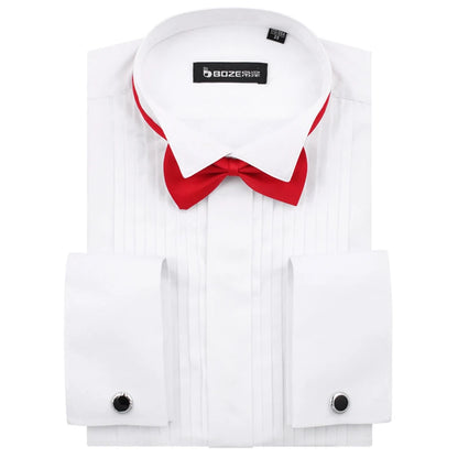 Men's French Cuff Tuxedo Shirt Solid Color Collar Shirt Men Long Sleeve shirt