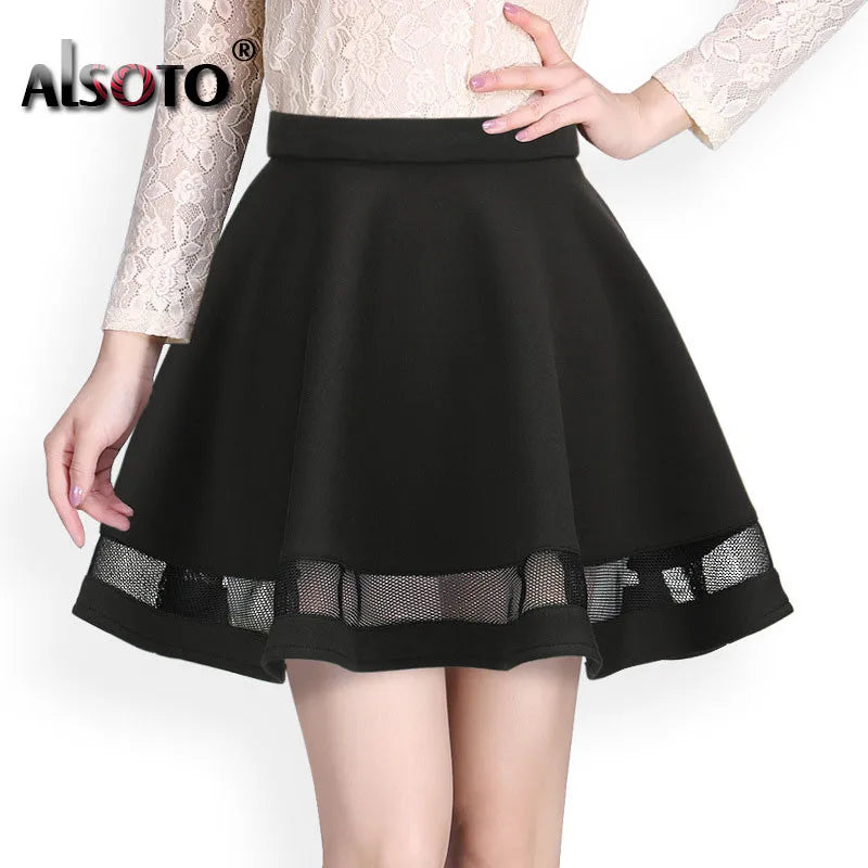 Summer Women Skirt Fashion Elastic Midi Skirt Sexy Girls Mini Pleated Skirts