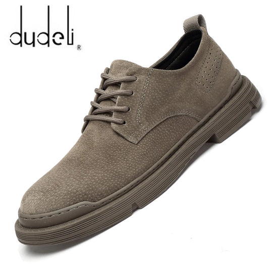 New Genuine Leather Casual Shoes Men Suede Oxfords Men Breathable Flats Shoe