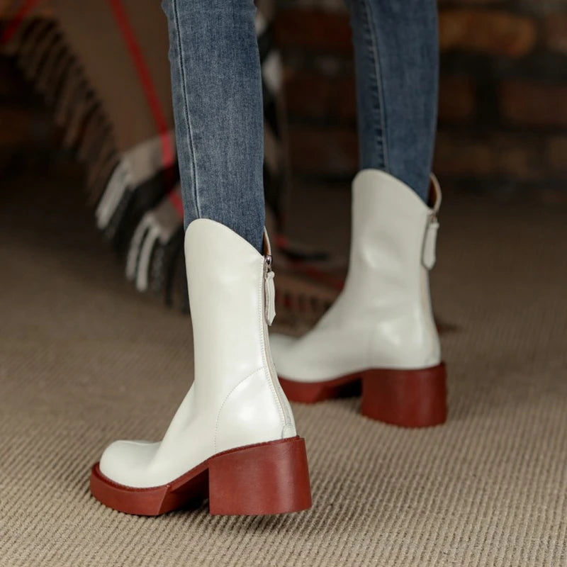 New Autumn Shoes Women Split Leather Platform Shoe HOT SALES Women Boots Round