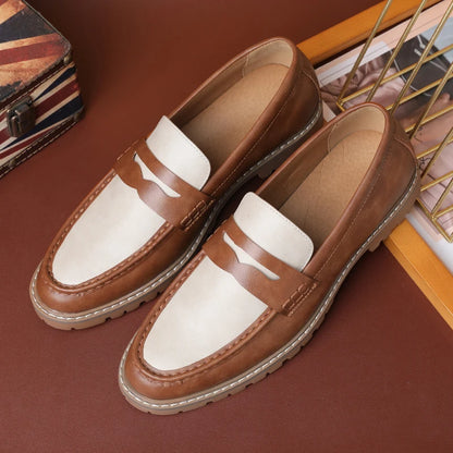 Men's Classic Retro British Style Loafers Mens Casual Business Leather Shoes Men