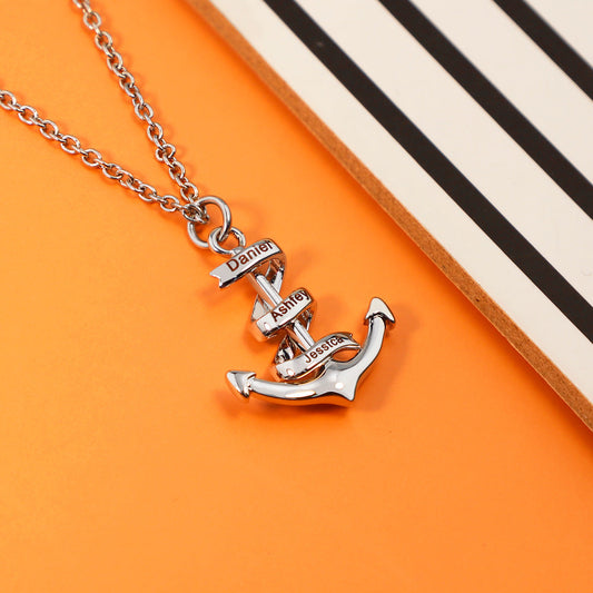 Custom Name Engraved Anchor Necklace