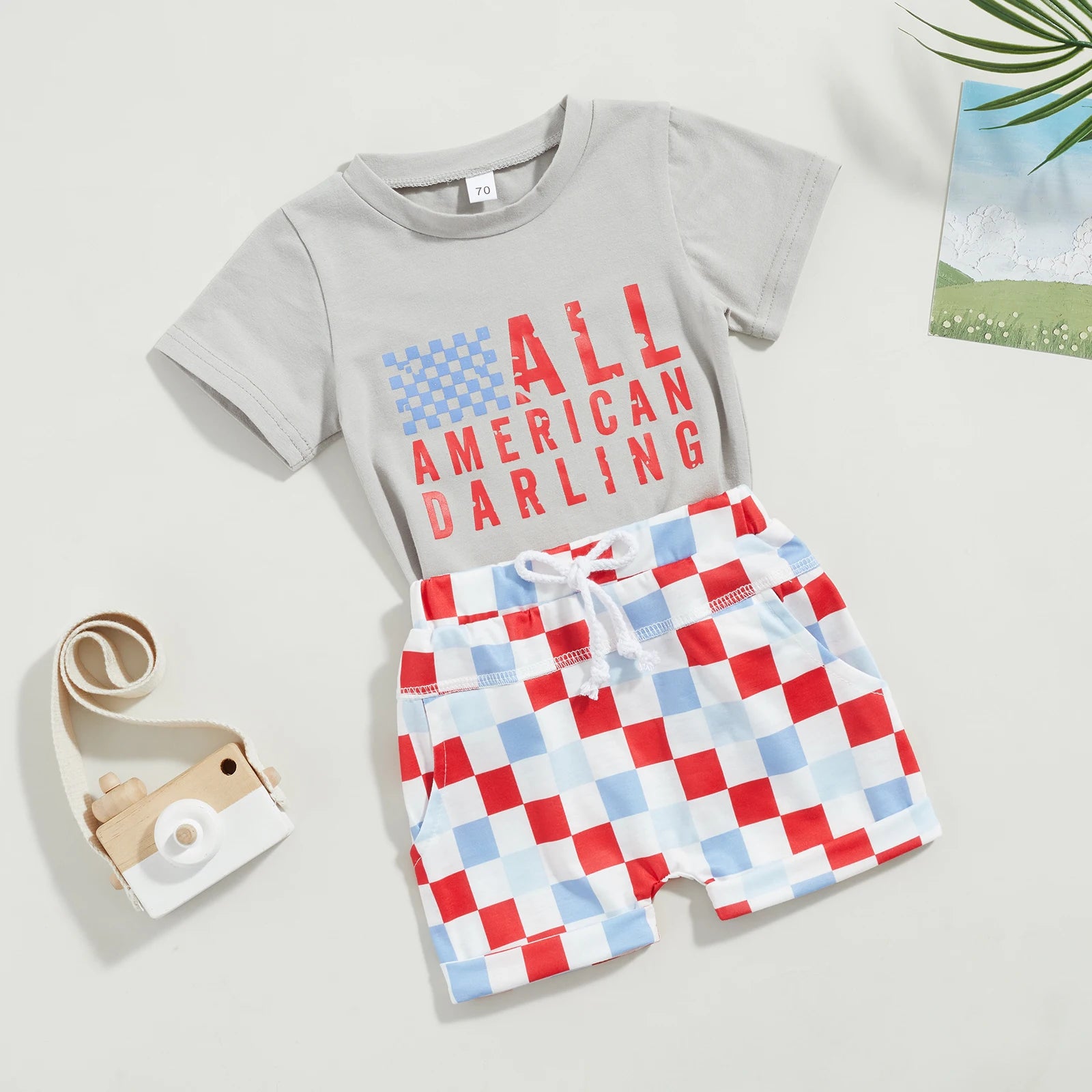 FOCUSNORM 0-3y Independence Day Baby Girls Boys Clothes Sets Letter Print Shorts