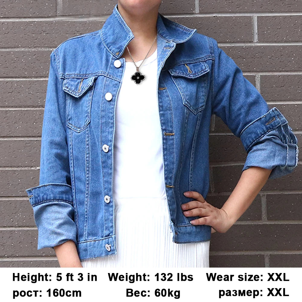 Jeans Jacket and Coats for Women Autumn Candy Color Casual Short Denim Jacket