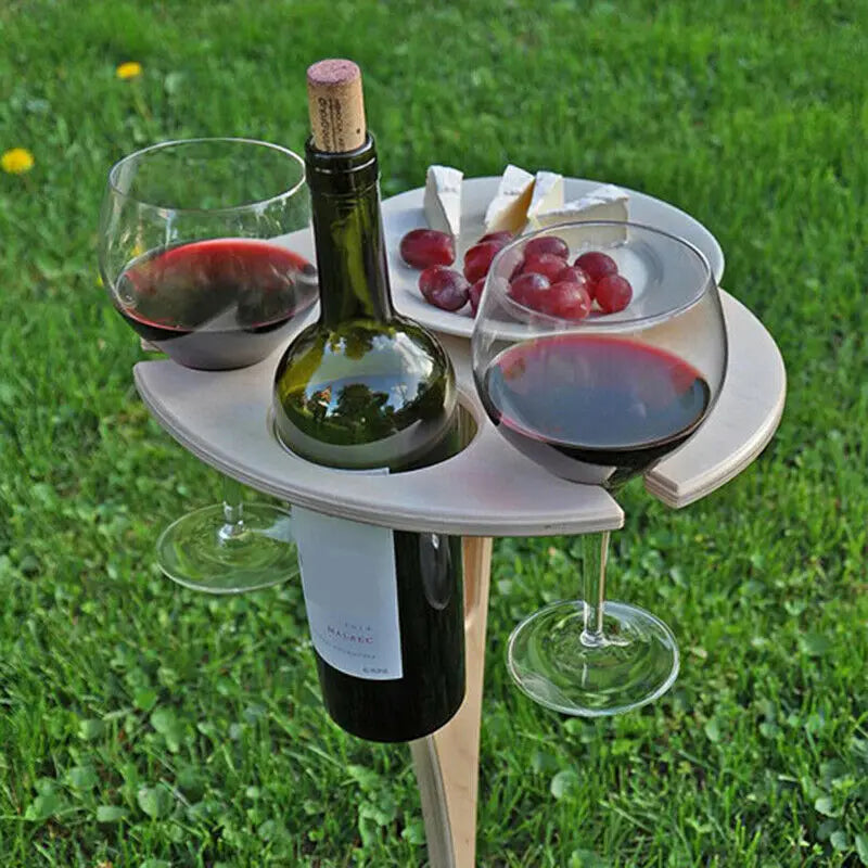 1x Outdoor Wine Table Picnic Table Wine Glass Racks Collapsible Racks Outdoor