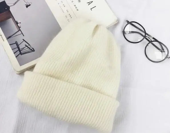 Autumn Winter Rabbit Hair Winter Skullies Hat Fashion Warm Beanies Hats Casual